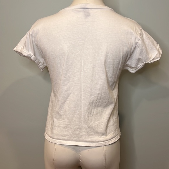 Women’s Cropped Good Vibes Only Blue Butterfly Short Sleeve Top - Picture 6 of 6